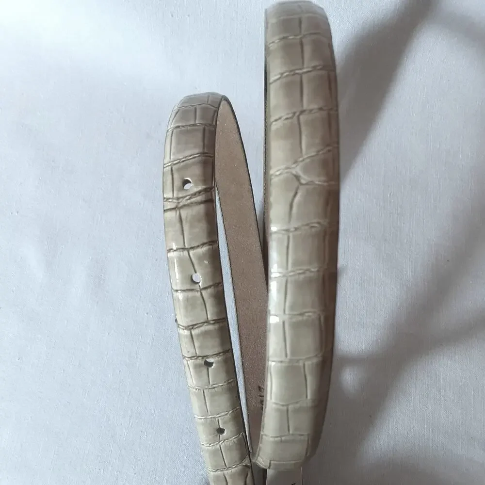 💎Ann Taylor Natural Tan Reptile Print Skinny Belt Size Small Medium